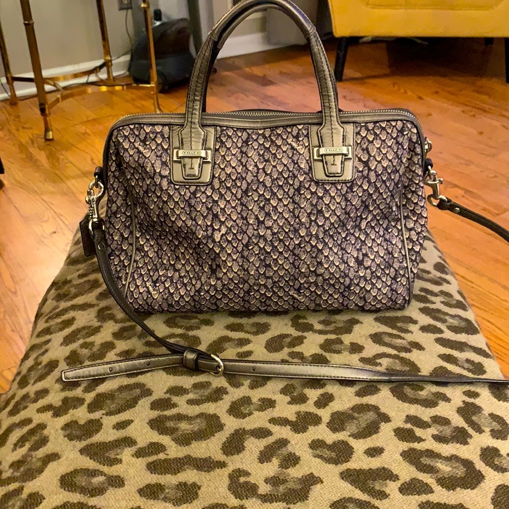 Coach Pewter Python Canvas Crossbody